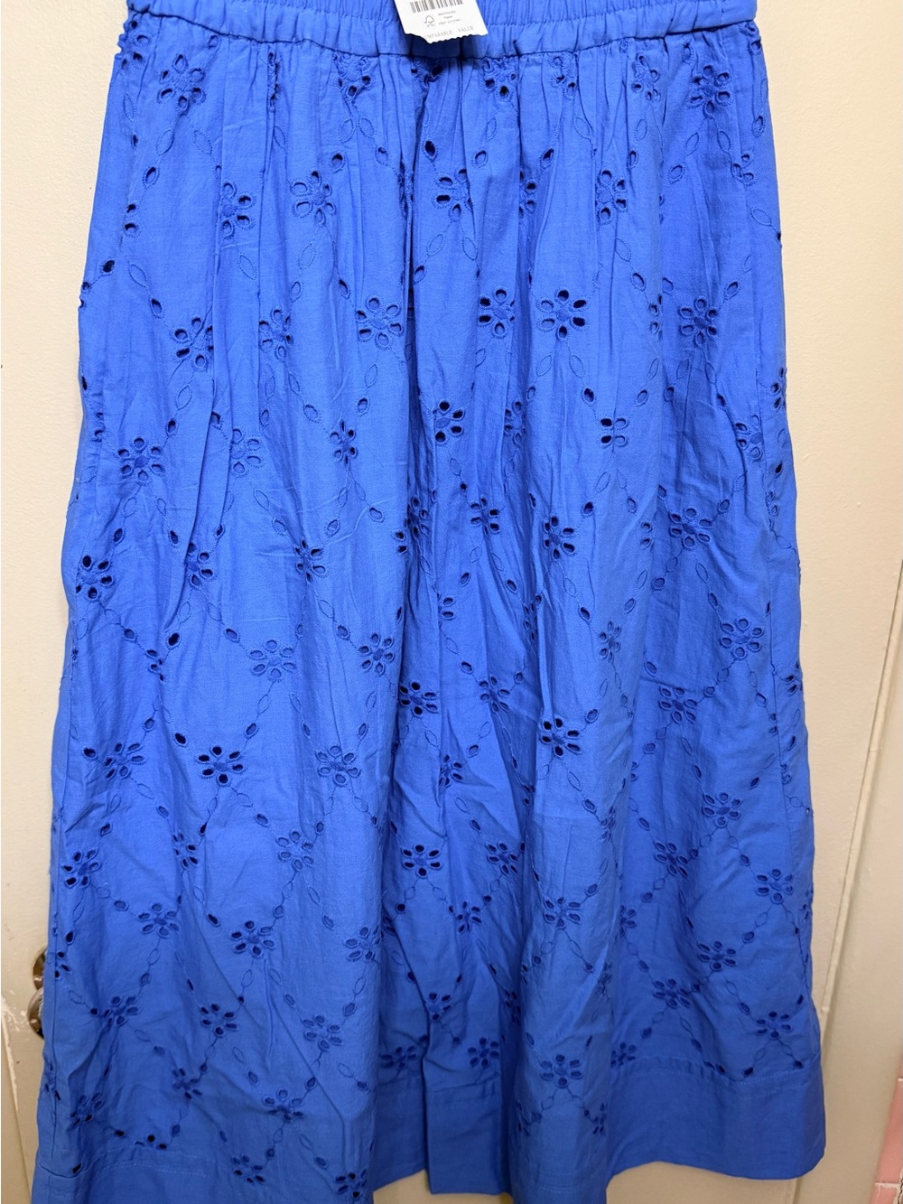 JCrew Blue Eyelet Midi Skirt